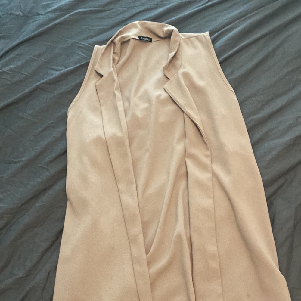 Boohoo S/M Tan Tank Style Cardigan Vest